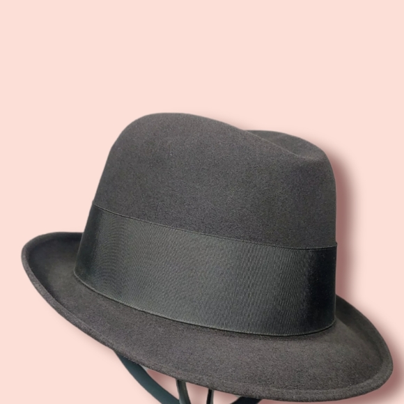 *Vintage Cavanagh NY Fedora Hat - Charcoal Black Fur Finish size 7 - Picture 4 of 7